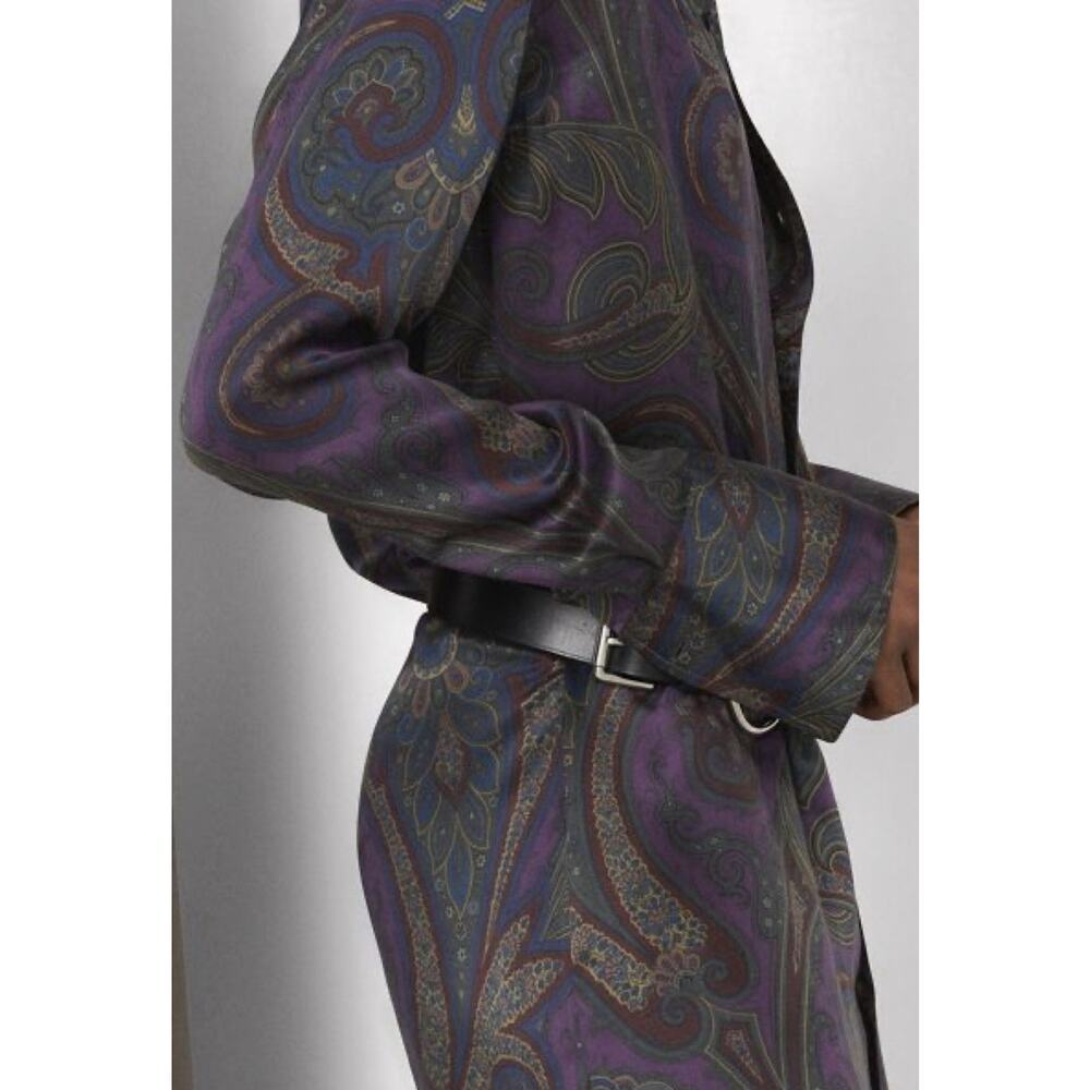 Ralph Lauren Collection Purple Label Maxi Shirt Dress Paisley Button Up Silk 4 S - Picture 3 of 12